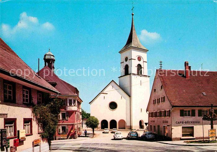 Lenzkirch Hochschwarzwald BW Hauptstrasse St Nikolauskirche Rathaus Cafe Baecker