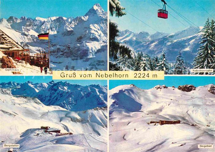 Nebelhorn Gipfelhaus Bergbahn Bergstation Skigebiet Winterpanorama Alpen