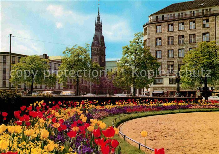 HAMBURG  CITY Jungfernstieg und Rathaus Tulpenbeet