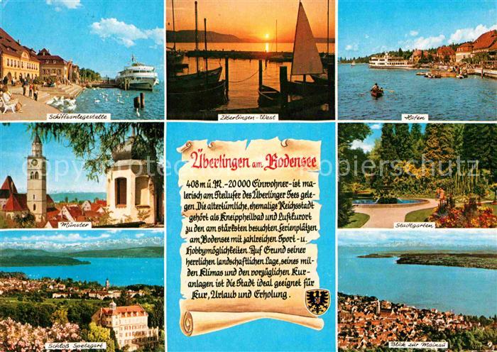 ueberlingen Bodensee Schiffsanlegestelle Abendsonne Hafen Stadtgarten Muenster S