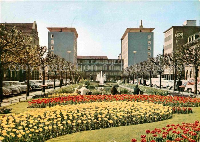 Oberhausen Wasserspiele am Friedensplatz mit Europahaus