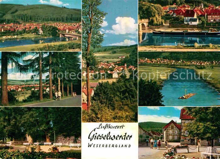 Gieselwerder Panorama Luftkurort Oberweserbergland Waldpartie Park Flossfahrt