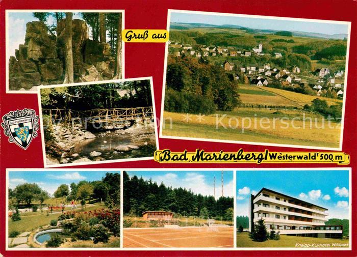 Bad Marienberg Felsen Bach Park Tennisplatz Kurhotel Panorama
