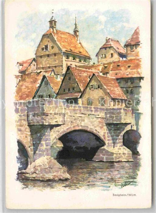 Besigheim Bruecke Altstadt Kuenstlerkarte