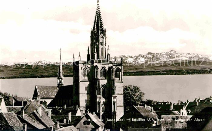 Konstanz Bodensee Basilika mit Schweizer Alpen