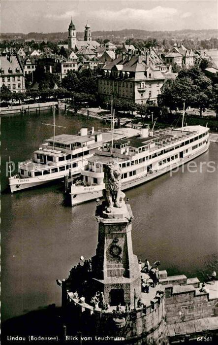 Lindau Bodensee Blick vom Leuchtturm Hafen