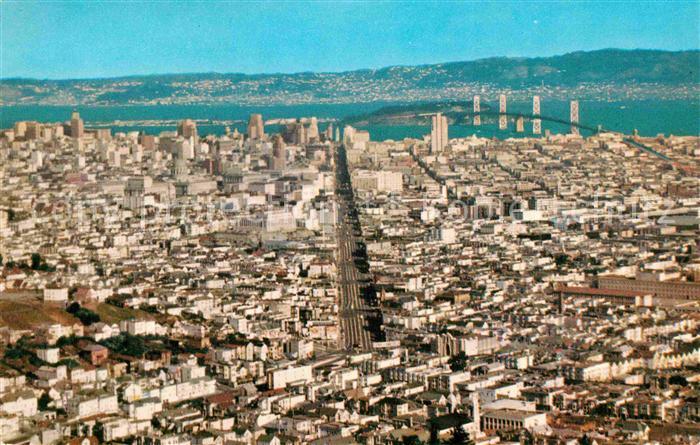 San Francisco California from Twin Peaks Oakland Bay Bridge Market Street