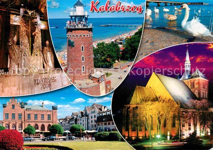 Kotobrzeg Kirchen Leuchtturm Strand Schwaene