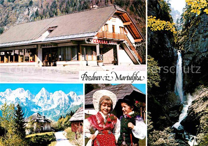 Martuljka Wasserfall Kinder in Tracht