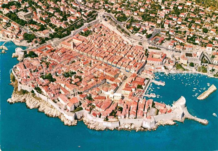 Dubrovnik Ragusa Fliegeraufnahme mit Hafen