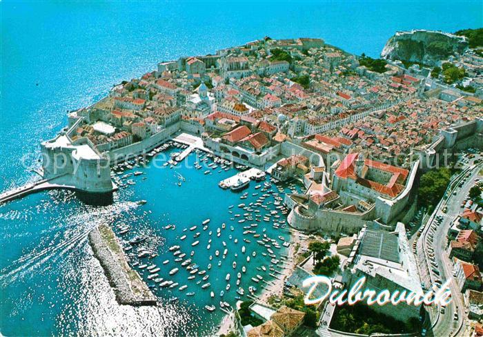 Dubrovnik Ragusa Fliegeraufnahme mit Hafen