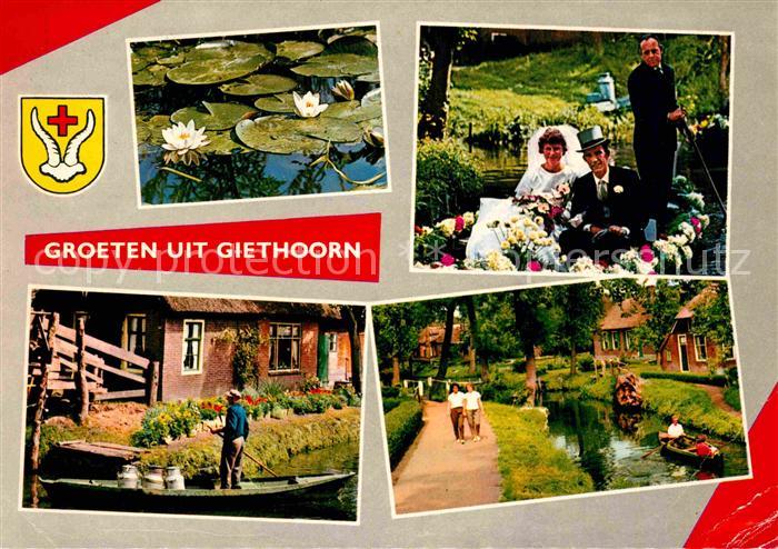 Giethoorn Hochzeit auf dem Boot im Kanal