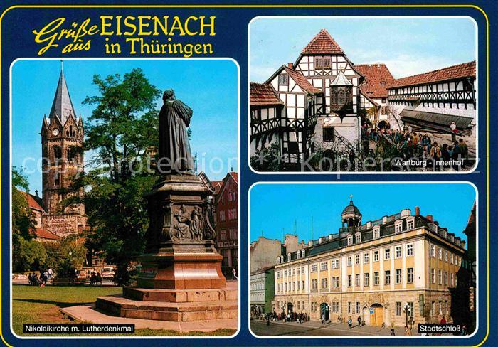 Eisenach Thueringen Nikolaikirche Lutherdenkmal Warburg Innenhof Stadtschloss