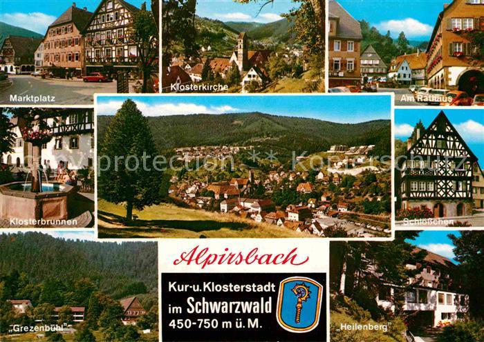Alpirsbach Marktplatz Klosterkirche Schloesschen Klosterbrunnen Grezebuehl Heile