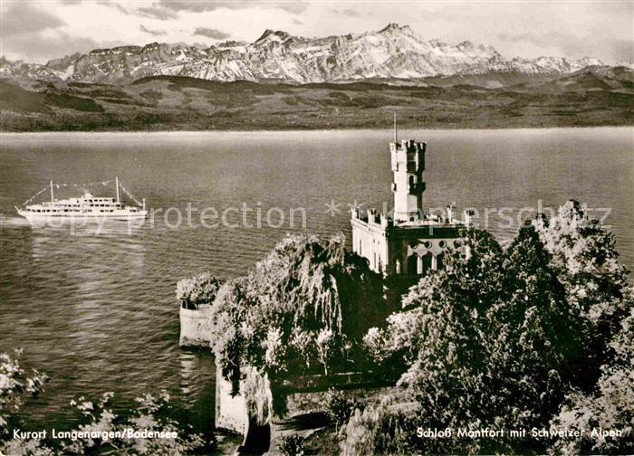 Langenargen Bodensee Schloss Montfort am See mit Schweizer Alpen