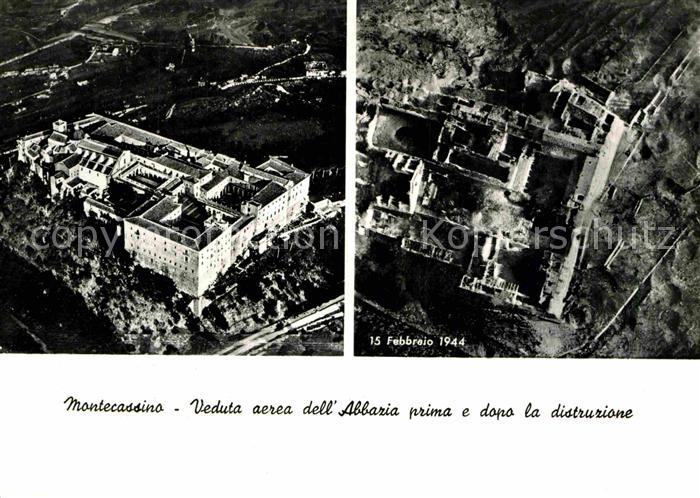 Montecassino Fliegeraufnahme Abbazia prima e dopo la distruzione