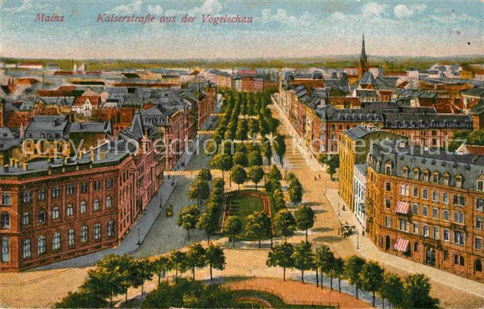 Mainz Rhein Kaiserstrasse aus der Vogelschau