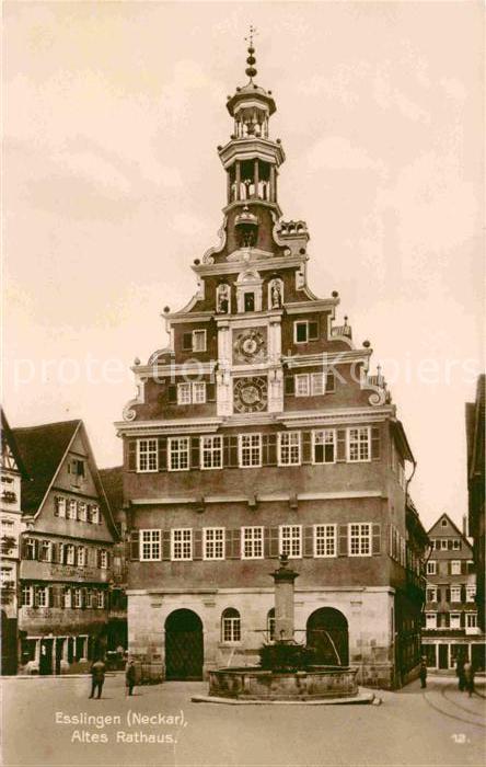 Esslingen Neckar Altes Rathaus Giebel Brunnen Trinks Postkarte