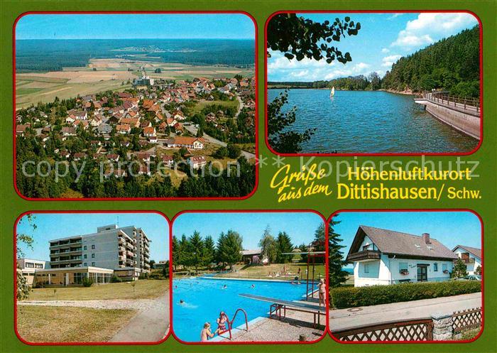 Dittishausen Freibad See Wohnhaeuser Hoehenluftkurort Schwarzwald Fliegeraufnahm