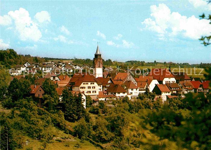 Dornstetten Wuerttemberg Ortsansicht mit Kirche Luftkurort im Schwarzwald