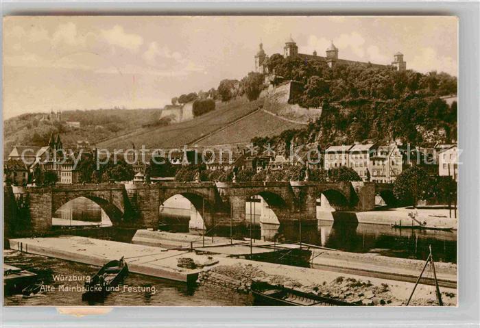WueRZBURG Bayern Alte Mainbruecke und Festung
