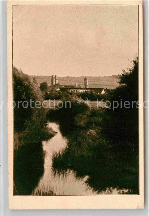 Bad Mergentheim Partie am Bach Blick zur Kirche