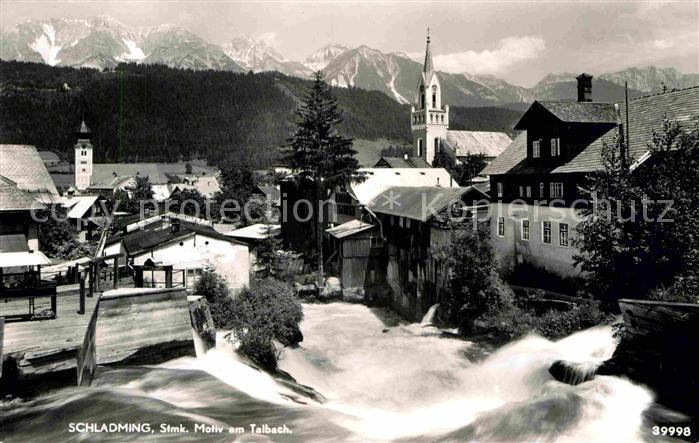 Schladming Obersteiermark Motiv am Talbach mit Kirche