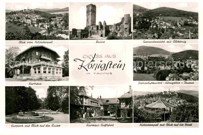 Koenigstein Taunus Kurhaus Blick vom Hildatempel Ruine Panorama