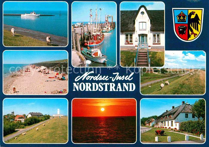 Nordstrand Strand Duenen Sonnenuntergang Hafen