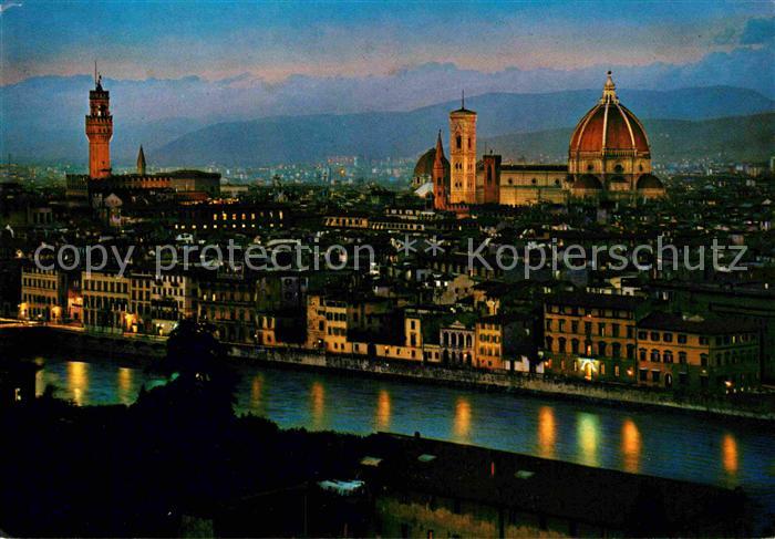 Firenze Florenz Blick vom Michelangelo Platz bei Nacht