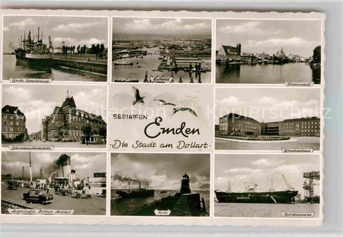 Emden Ostfriesland Seeschleuse Hafen Mole Krankenhaus