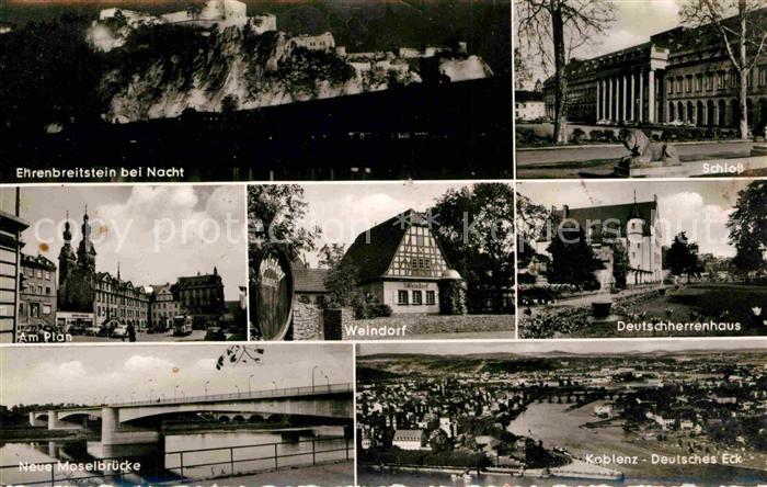 Koblenz Rhein Ehrenbreitstein bei Nacht Schloss Am Plan Weindorf Deutschherrenha