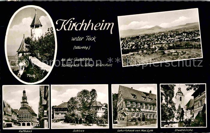 Kirchheim Teck Teck Panorama Rathaus Schloss Geburtshaus Max Eyth Stadtkirche