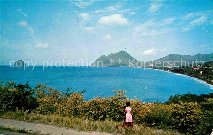 Martinique The village bay Larcher hill and Diamond Rock