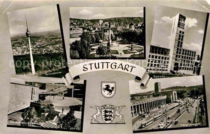 STUTTGART  CITY Fernsehturm Schlossplatz Rathaus Konzerthaus Hauptbahnhof