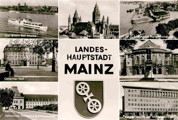 Mainz Rhein Dampfer Dom Hafenmuendung Osteiner Hof Stadttheater Johannes Gutenbe