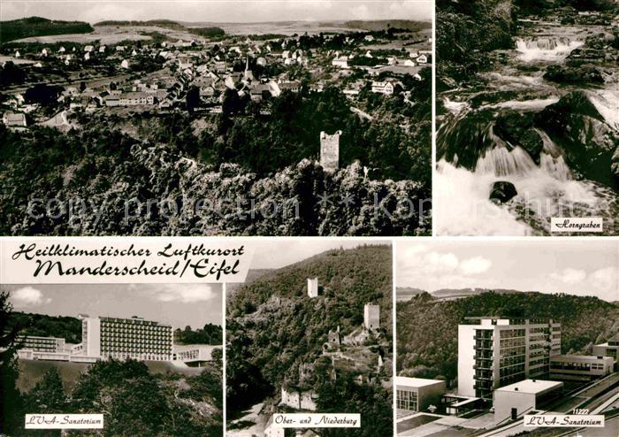 Manderscheid Eifel Panorama Horngraben LVA Sanatorium Ober und Niederburg