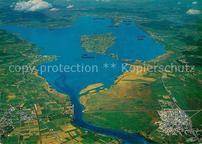 Konstanz Bodensee Fliegeraufnahme mit Insel Reichenau und Radolfzell