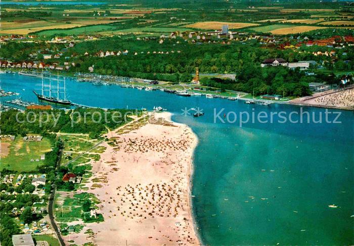 Travemuende Ostseebad Fliegeraufnahme Priwall Badestrand mit Travemuendung