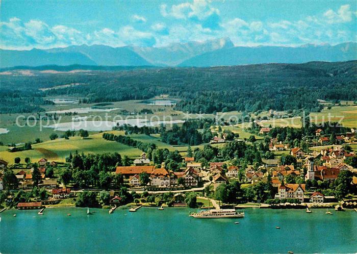 Seeshaupt mit Zugspitze und Starnberger See Fliegeraufnahme