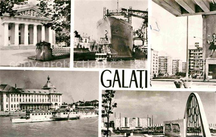 Galati Galatz Gebaeude Donau Dampfer Hafen Wohnhochhaeuser