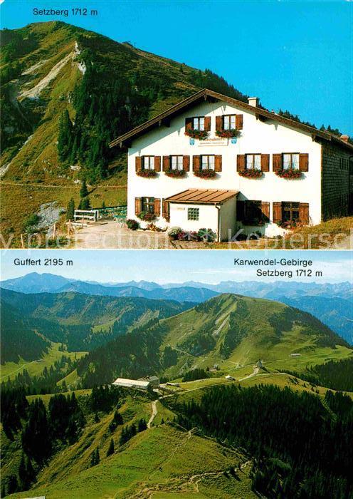 Rottach-Egern Berggaststaette Wallberghaus Panorama Blick zum Karwendelgebirge