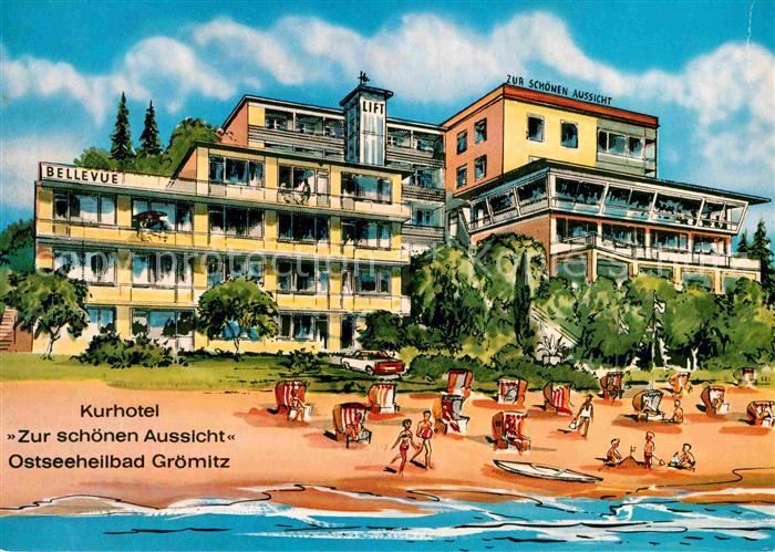 Groemitz Ostseebad Kurhotel Zur schoenen Aussichts Strand Kuenstlerkarte
