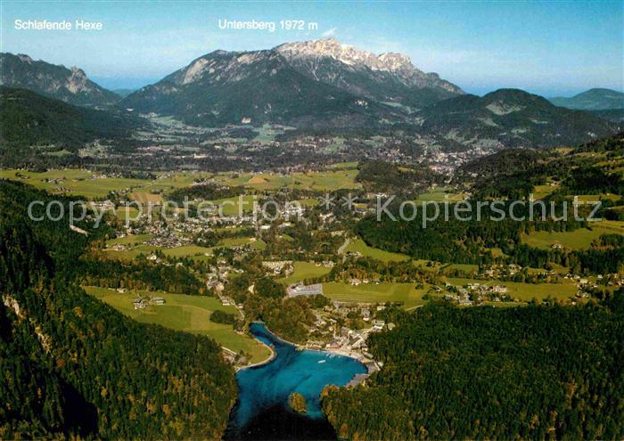 Koenigsee Berchtesgaden mit Schlafende Hexe und Untersberg Berchtesgadener Alpen