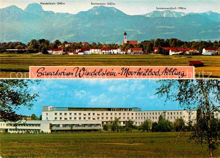 Bad Aibling Gesamtansicht mit Alpenpanorama Sanatorium Wendelstein Moorheilbad