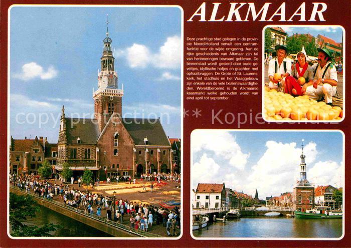 Alkmaar Partie am Wasser Kirche Tracht Kaese