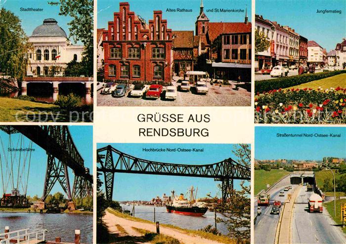 Rendsburg Schleswig-Holstein Hochbruecke Nord-Ostsee-Kanal Schwebefaehre Stadtth