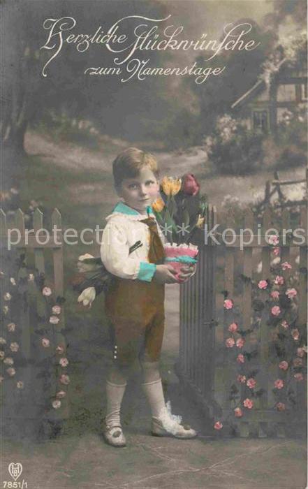 Foto HB Nr. 7851/1 Namenstag Kind Blumen
