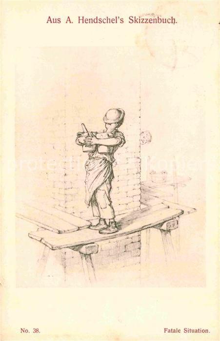 Kuenstlerkarte A. Hendschel Fatale Situation