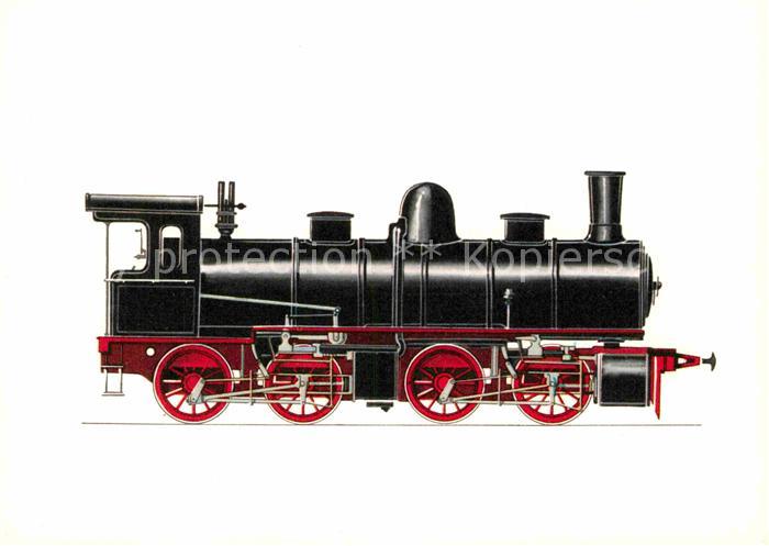 Lokomotive Güterzug Staatsbahn Baden 1893 Zeichnun